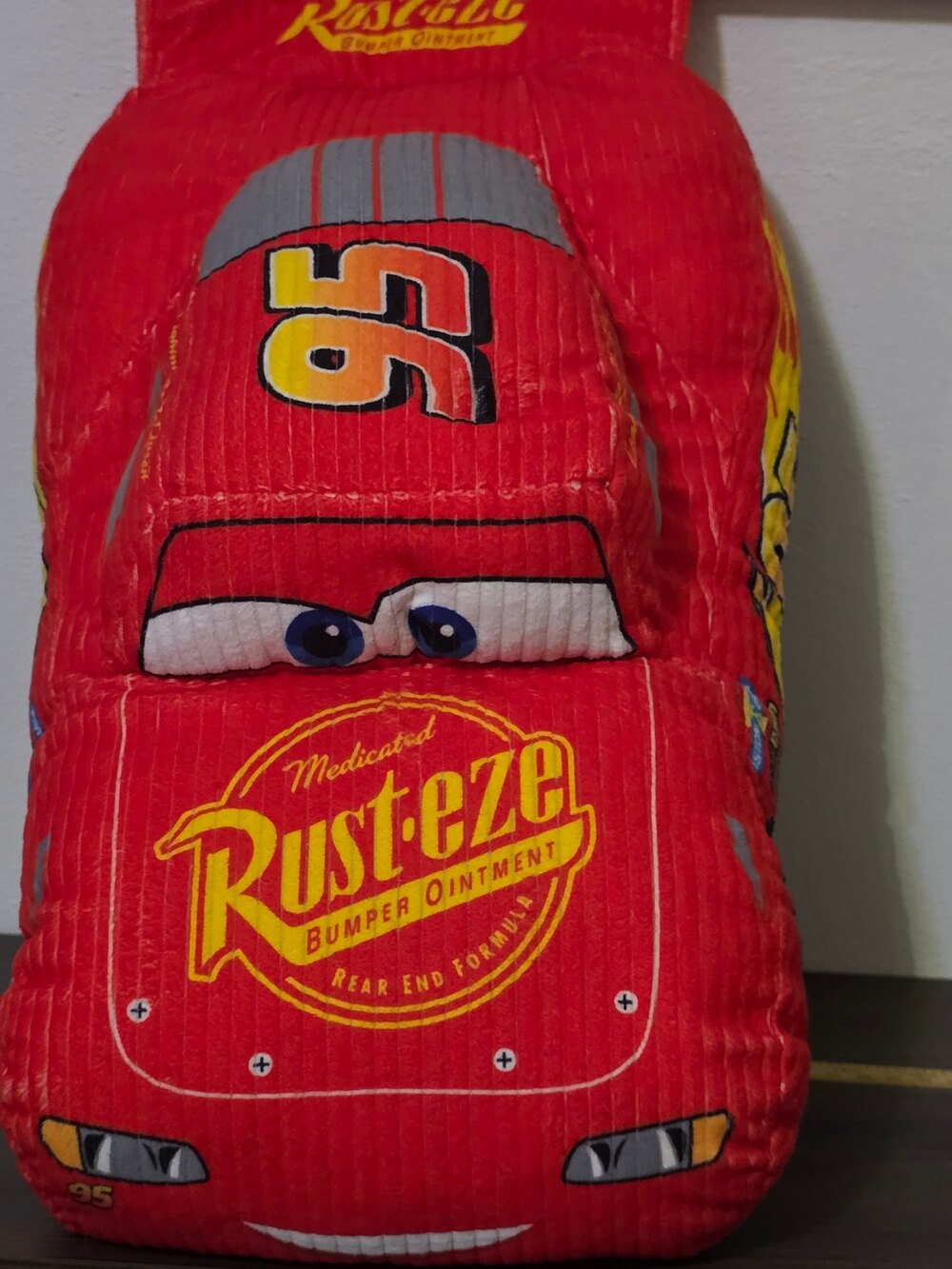 Disney Pixar corduroy Cars Lightning McQueen Plush Pillow Buddy